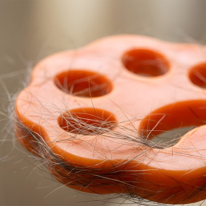 Close-up van een FurFree haarvanger met opgevangen dierenharen