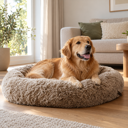 Effico CloudCurl™ anti-stress mand bruin met golden retriever