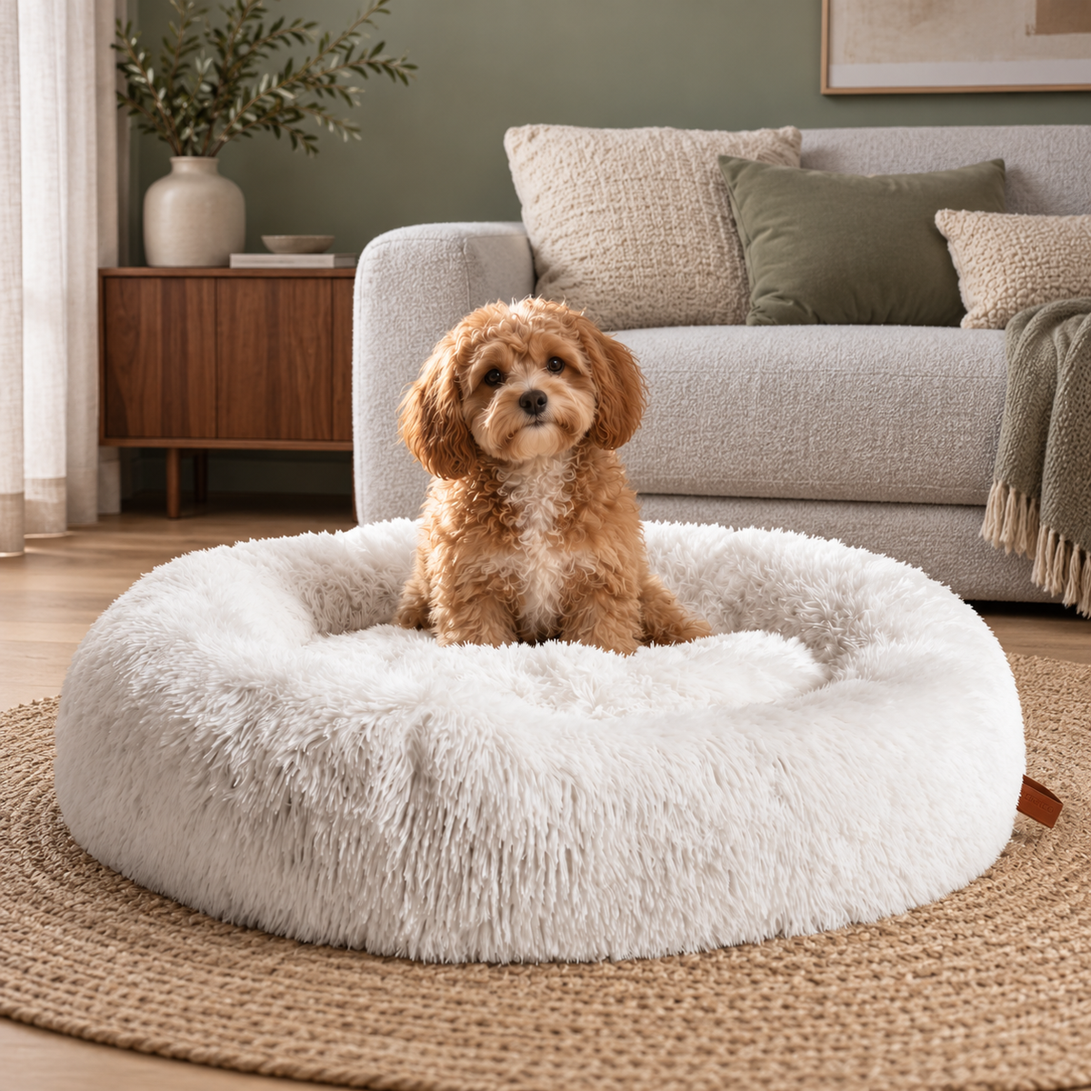 Effico CloudCurl™ anti-stress mand parelwit met cavapoo