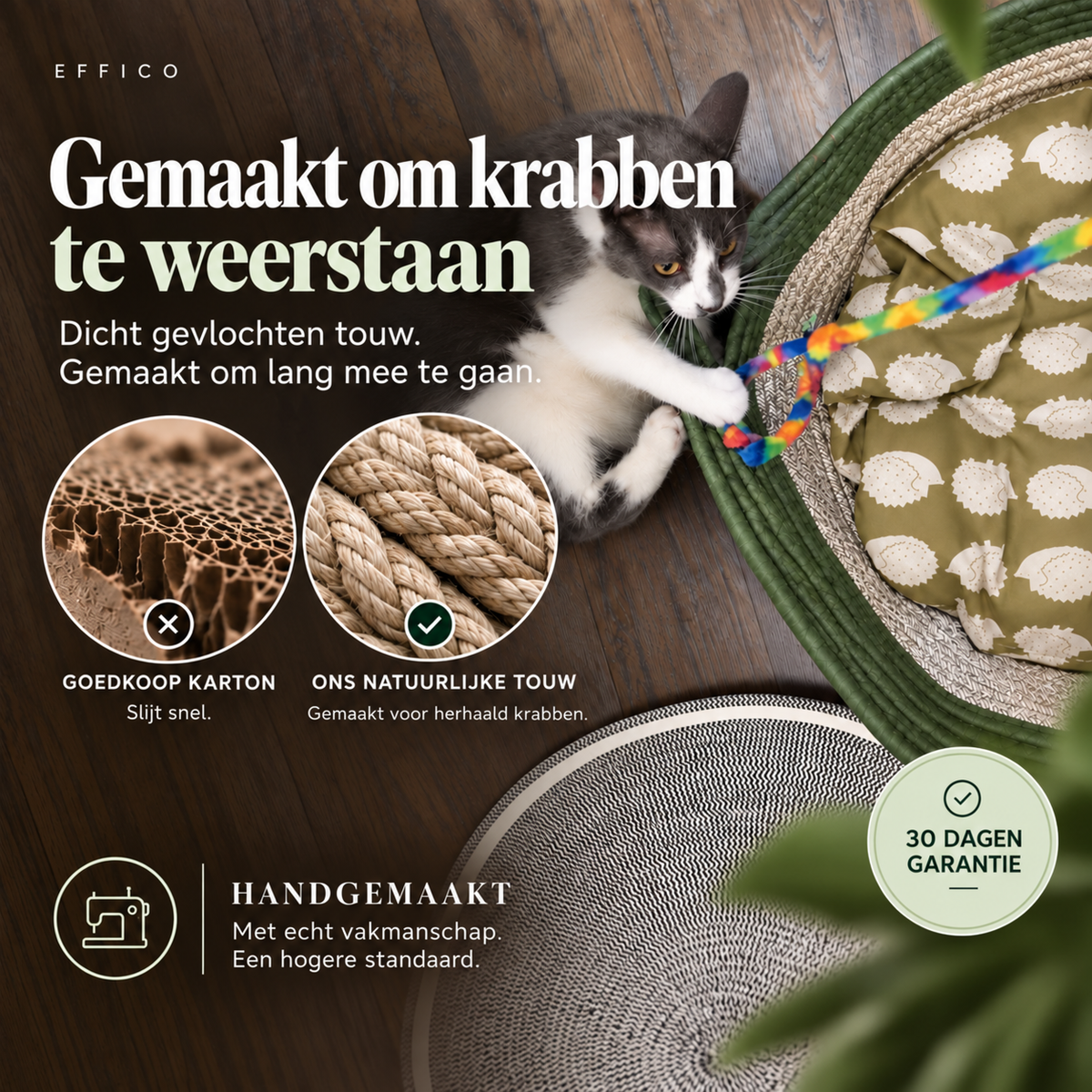 Touw tegenover goedkoop karton
