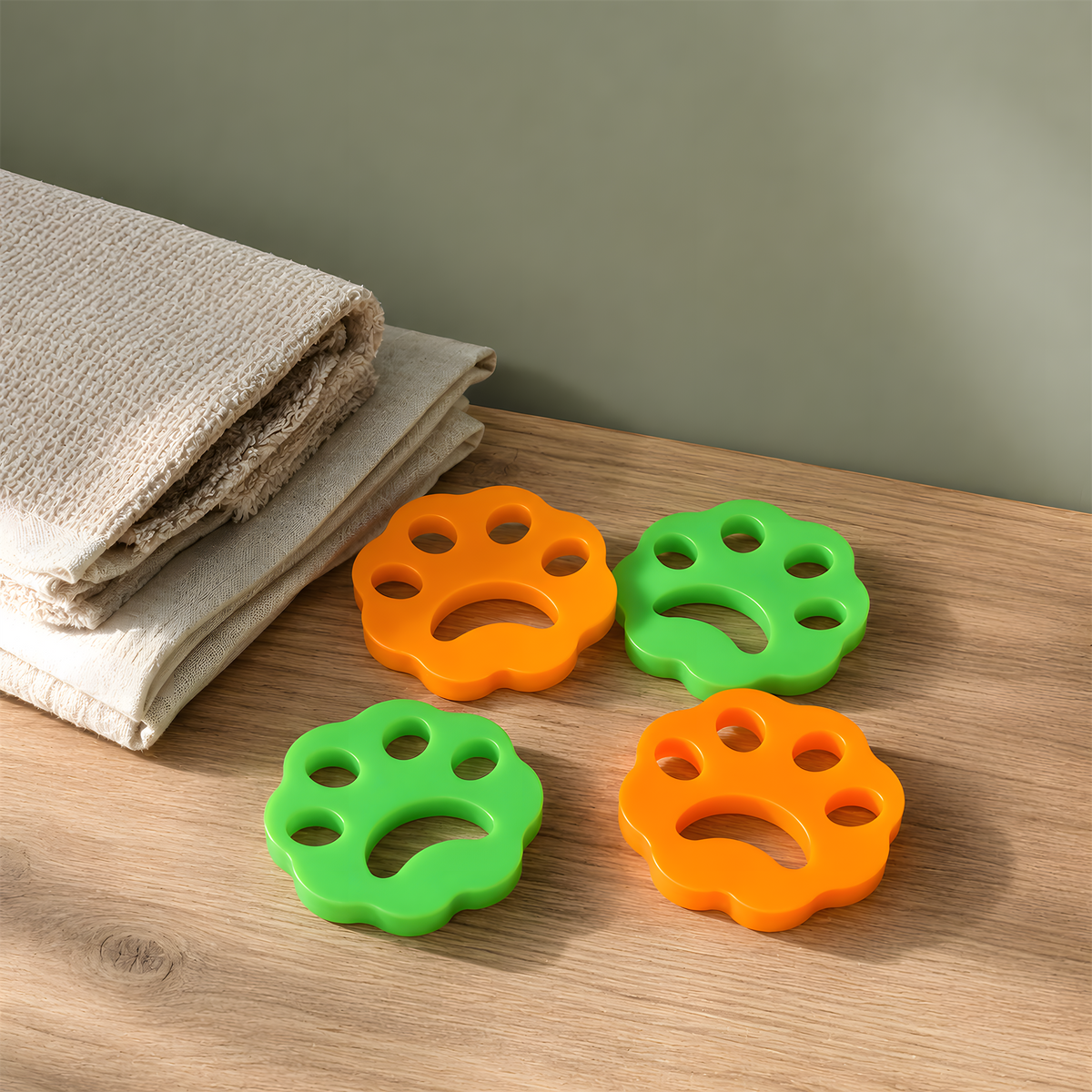 FurFree haarvangers set met wasgoed op een houten tafel