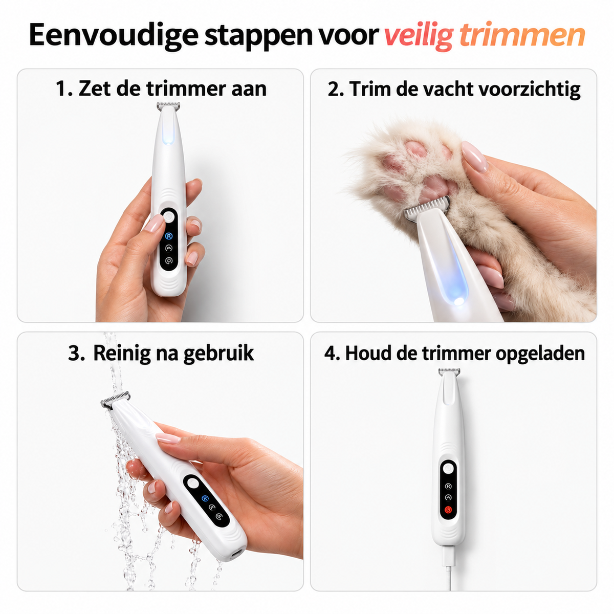 In vier stappen veilig trimmen met de TrimEase